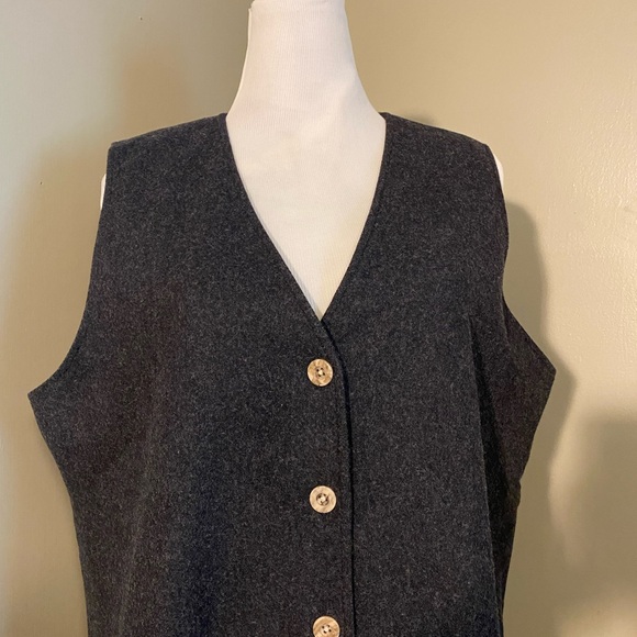 Orvis Dark Gray Wool Sleeveless Button Maxi Dress - Picture 3 of 8